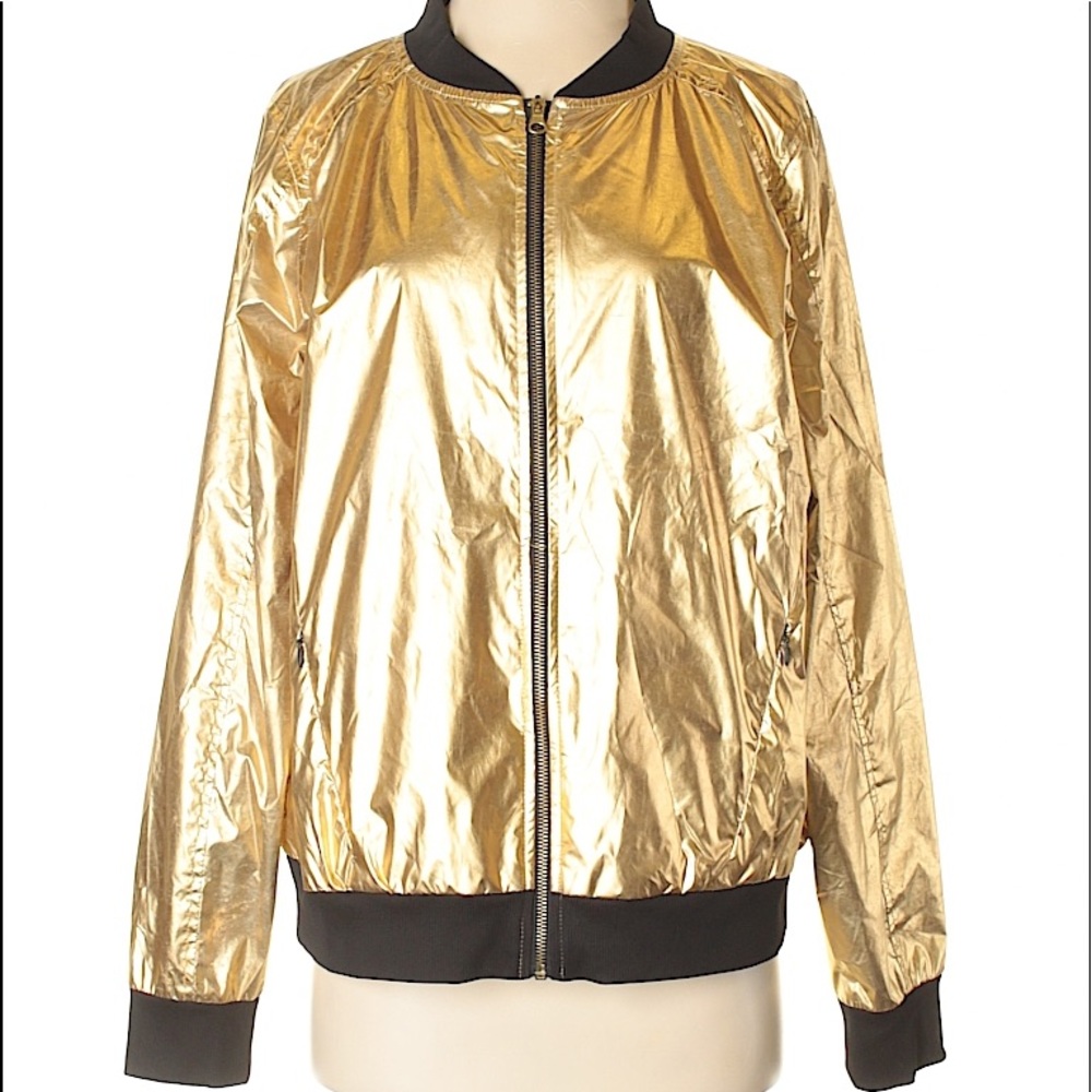 XERSION NWOT $84 Gold UV Protect Water Resistant WINDBREAKER JACKET 1X